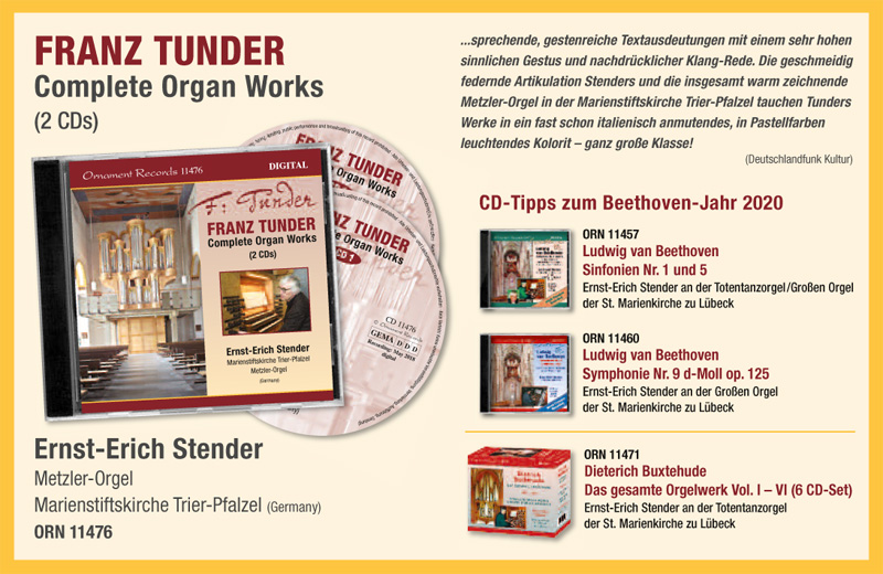 Anzeige Ernst-Erich Stender - Franz Tunder - Complete Organ Works